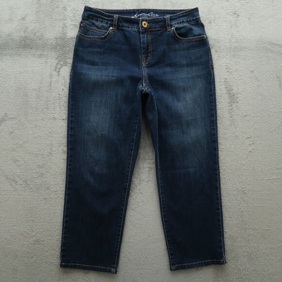 International Concepts Jeans Women's Size 8 Blue Mid-Rise Curvy Crop 24" Inseam - Picture 1 of 14